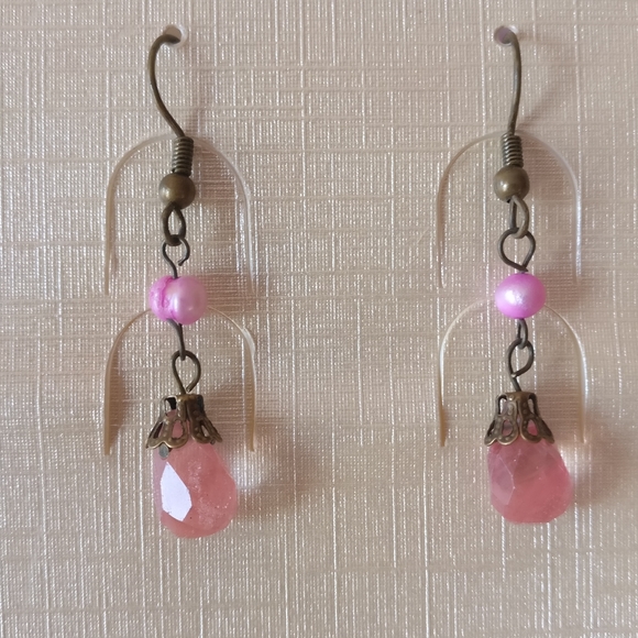 Vintage Pink Ribbon Choker Necklace and Earrings Costume Jewelry Set - Picture 2 of 5